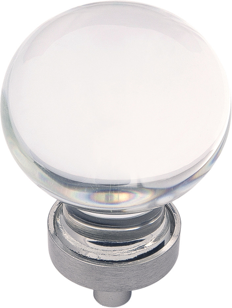 Crystal Palace Collection Knob 1-3/8'' Diameter Glass with Satin Nickel Finish HH075853-GLSN