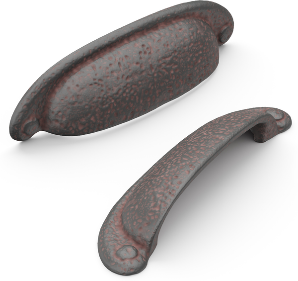 Refined Rustic Collection Cup Pull 3'' & 3-3/4'' cc Rustic Iron Finish P3004-RI