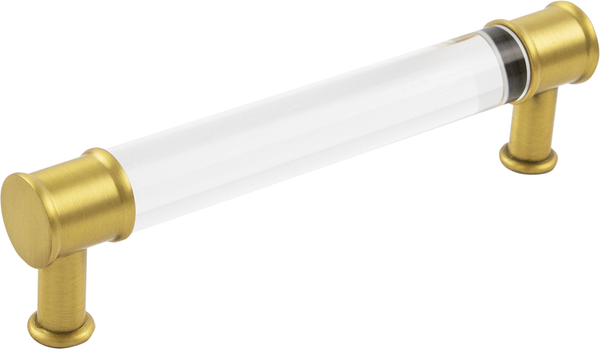Midway Collection Pull 5-1/16'' cc Crysacrylic with Brushed Golden Brass Finish P3635-CABGB