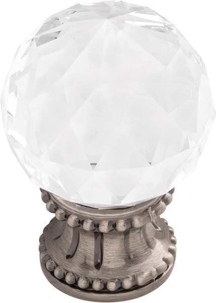 Chautauqua Collection Knob 1-3/8'' diam Glass with Antique Nickel Finish B074589-GLAN