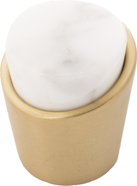 Firenze Collection Knob 1-1/4'' diam White Marble with Brushed Golden Brass Finish B077038MW-BGB