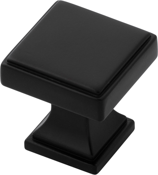 Brownstone Collection Knob 1-1/8'' Square Matte Black Finish B077458-MB