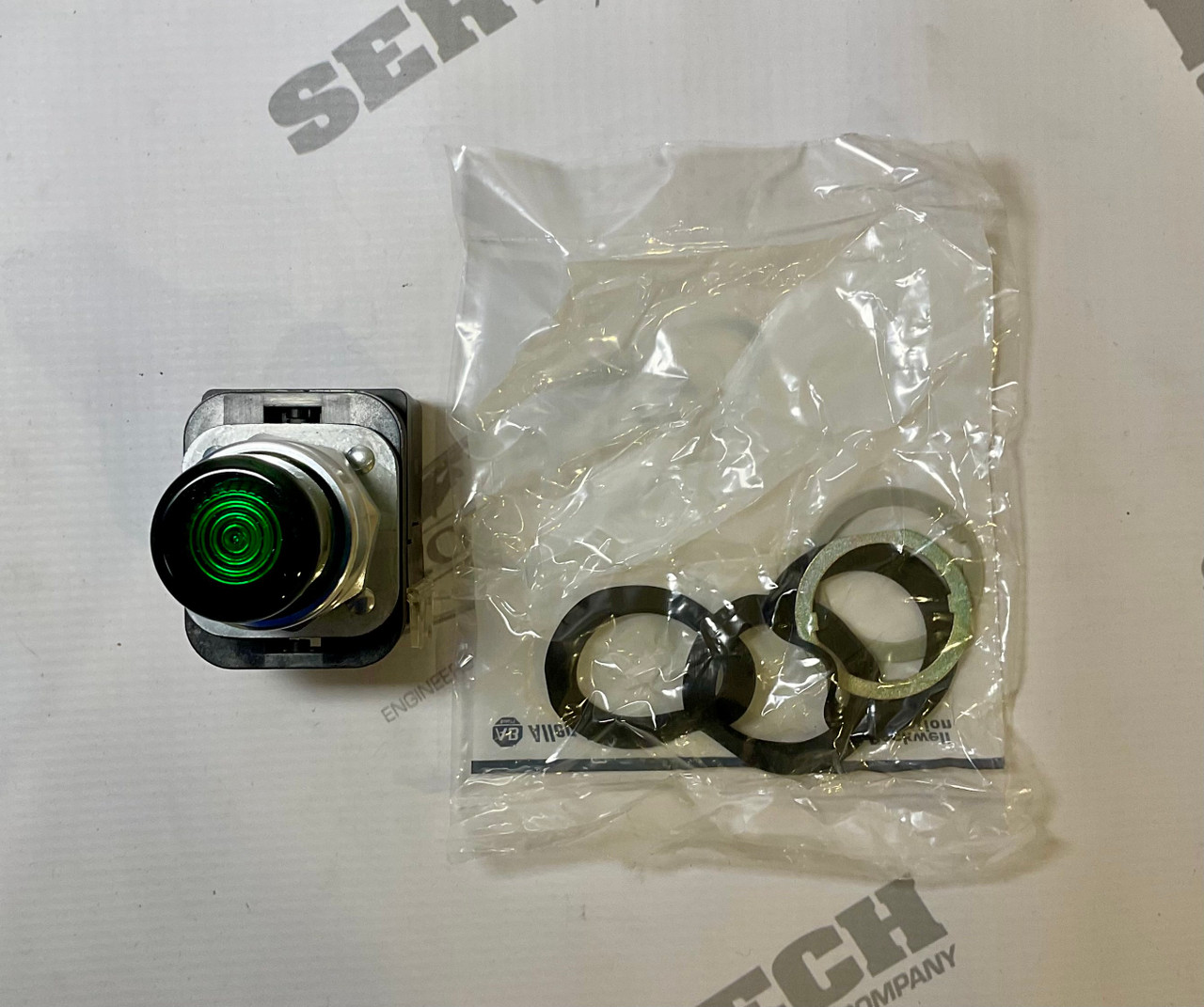 Momentary Push Button, Metal, Type 4/13, Illuminated, Green, Extended Head w/o Guard, LED 12 - 130V AC/DC, Contact Blocks 1 N.O. 1 N.C.