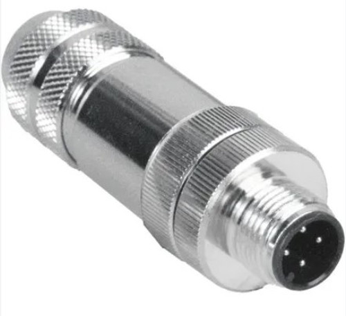 Sensor Connector, M12, Plug, 4 Contacts, Screw Pin, Straight Cable Mount