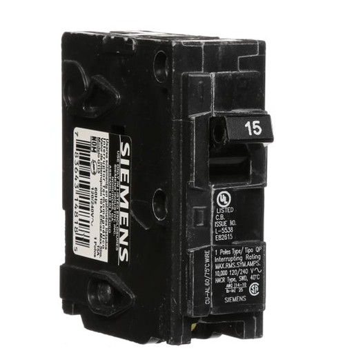 Circuit Breaker, 1 Pole, 15A, 120V, 10kAIC, QP
