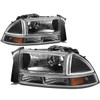 97-04 Dodge Dakota Durango Headlights+Bumper Lamp - Black Housing Amber Corner