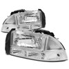 97-04 Dodge Dakota Durango Headlights+Bumper Lamp - Chrome Housing Clear Corner