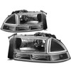 97-04 Dodge Dakota Durango Headlights+Bumper Lamp - Black Housing Clear Corner