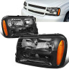 02-09 Chevy Trailblazer EXT Headlights - Black Housing Amber Corner