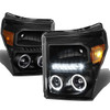 11-16 Ford F250 F350 F450 F550 Super Duty LED DRL+Halo Ring Projector Headlights