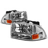 97-04 Dodge Dakota Durango Headlights - Chrome Housing Amber Corner
