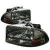 97-04 Dodge Dakota Durango Headlights - Smoked Housing Amber Corner