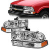 98-04 Chevy S10 Pickup Blazer Headlights+Bumper Lamp - Chrome Housing Amber Corner