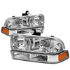 98-04 Chevy S10 Pickup Blazer Headlights+Bumper Lamp - Chrome Housing Amber Corner