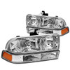 98-04 Chevy S10 Pickup Blazer Headlights+Bumper Lamp - Chrome Housing Amber Corner