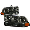 98-04 Chevy S10 Pickup Blazer Headlights+Bumper Lamp - Smoked Housing Amber Corner