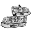 98-04 Chevy S10 Pickup Blazer Headlights+Bumper Lamp - Chrome Housing Clear Corner