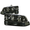 98-04 Chevy S10 Pickup Blazer Headlights+Bumper Lamp - Smoked Housing Clear Corner