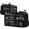 94-00 GMC C/K 1500 2500 3500 Suburban Headlights+Bumper Lamp - Smoked Housing Clear Corner