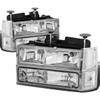 94-00 GMC C/K 1500 2500 3500 Suburban Headlights+Bumper Lamp - Chrome Housing Clear Corner