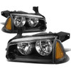 06-10 Dodge Charger Headlights - Black Housing Amber Corner