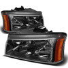 03-07 Chevy Silverado 1500 2500 HD 3500 Avalanche Headlights - Black Housing Amber Corner