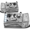 92-96 Ford F150 F250 F350 Bronco LED DRL Headlights Bumper Lamp - Chrome Housing Clear Corner