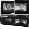 94-00 Chevy C/K 1500 2500 3500 Suburban Tahoe Headlights+Bumper Lamps - Black Housing Amber Corner