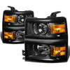 14-15 Chevy Silverado 1500 Projector Headlights - Black Housing Amber Corner