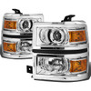 14-15 Chevy Silverado 1500 Projector Headlights - Chrome Housing Amber Corner