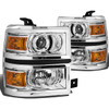 14-15 Chevy Silverado 1500 Projector Headlights - Chrome Housing Amber Corner