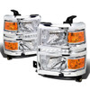 14-15 Chevy Silverado 1500 LED DRL Headlights - Chrome Housing Amber Corner