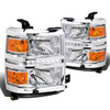 14-15 Chevy Silverado 1500 LED DRL Headlights - Chrome Housing Amber Corner