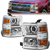 14-15 Chevy Silverado 1500 LED DRL Projector Headlights - Chrome Housing Amber Corner