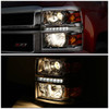 14-15 Chevy Silverado 1500 LED DRL Projector Headlights - Smoked Housing Amber Corner