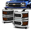 14-15 Chevy Silverado 1500 LED DRL Projector Headlights - Smoked Housing Amber Corner