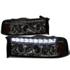 94-02 Dodge RAM 1500 2500 3500 LED DRL+Halo Ring Projector Headlights - Smoked