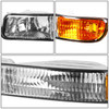 99-07 GMC Sierra 1500 2500 3500 C3 Yukon Headlights+Bumper Lamp Chrome Housing Amber Corner