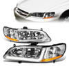 98-02 Honda Accord LED DRL Headlights - Chrome Housing Amber Corner