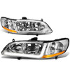 98-02 Honda Accord LED DRL Headlights - Chrome Housing Amber Corner