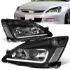 03-07 Honda Accord LED DRL Headlights - Black Housing Clear Corner