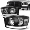 06-09 Dodge RAM 1500 2500 3500 LED DRL Headlights - Black Housing Clear Corner