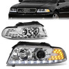 96-01 Audi A4 Quattro Models LED DRL Projector Headlights - Chrome Housing
