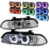 96-03 BMW E39 525i 528i 530i 540i M5 7-Colors LED U-Halo Projector Headlights - Chrome