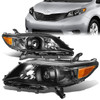 11-17 Toyota Sienna Projector Headlights - Black Housing Amber Corner