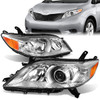 11-17 Toyota Sienna Projector Headlights - Chrome Housing Amber Corner
