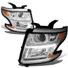 15-20 Chevy Tahoe Suburban LED DRL Projector Headlights - Chrome Housing Amber Corner