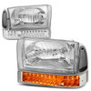 99-04 Ford F250 F350 Super Duty Excursion Headlights+Bumper Turn Signal Lamp - Chrome
