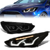 15-18 Ford Focus LED DRL+Turn Signal Projector Headlights - Tinted Housing