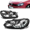 10-14 Volkswagen Golf GTI LED DRL Projector Headlights - Black Housing